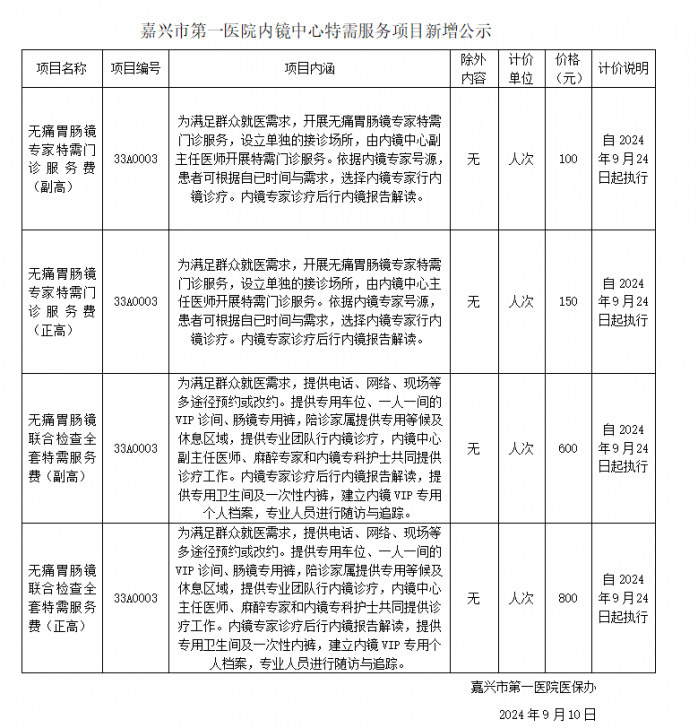 嘉興市第一醫院特需服務項目新增公示(內鏡中心).png
